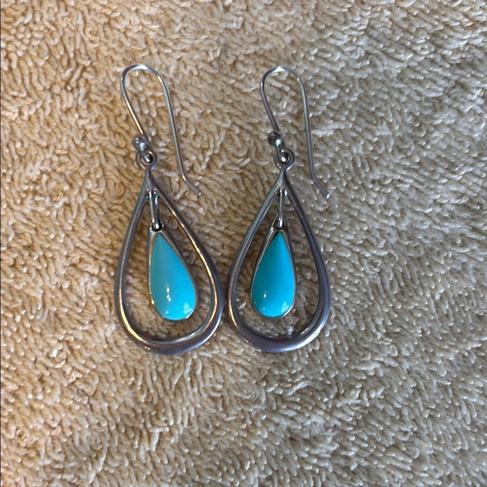 Elegant Silver and Turquoise Drop Earrings